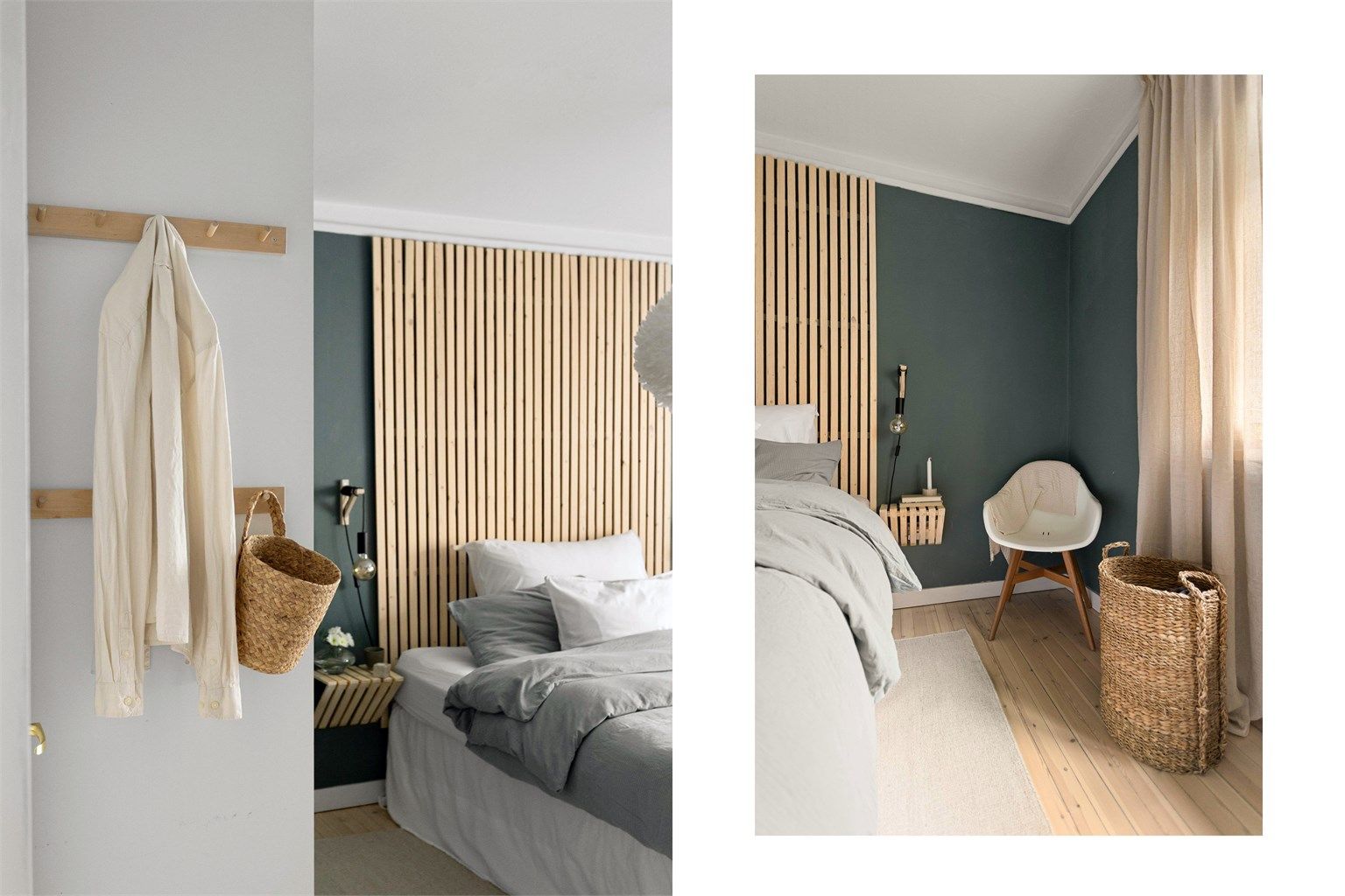 De originale tregulvene tilfører soverommet et varmt og klassisk preg.