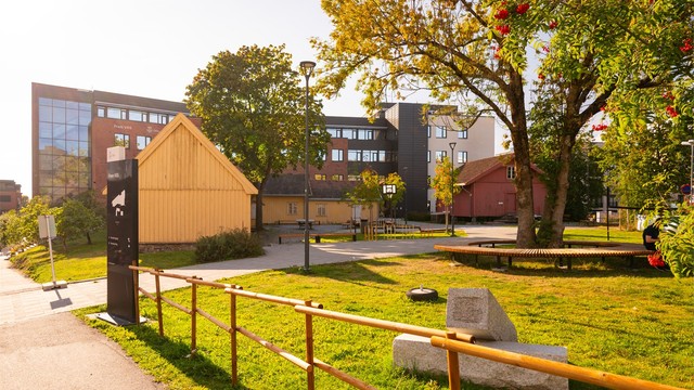 Historiske Grønvoll gård med grønne fellesarealer ligger i umiddelbar nærhet.