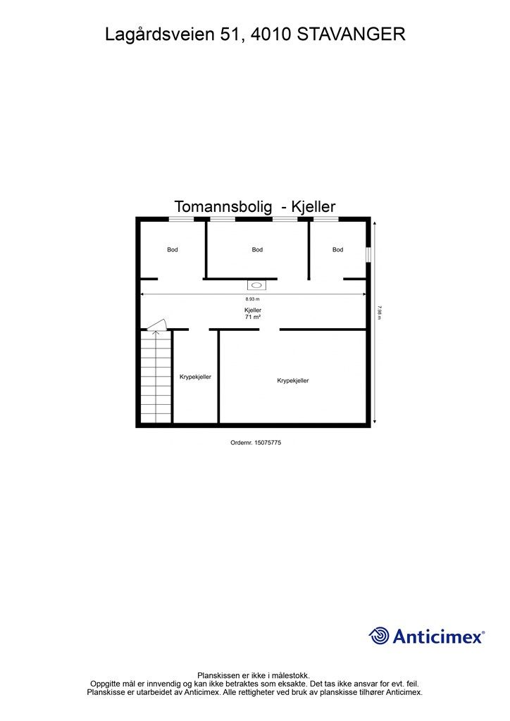 Plantegning kjeller.