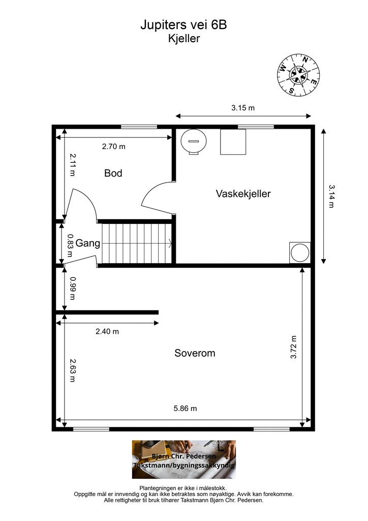 Plantegning kjeller ( soverom er ikke godkjent til dagens bruk ) 