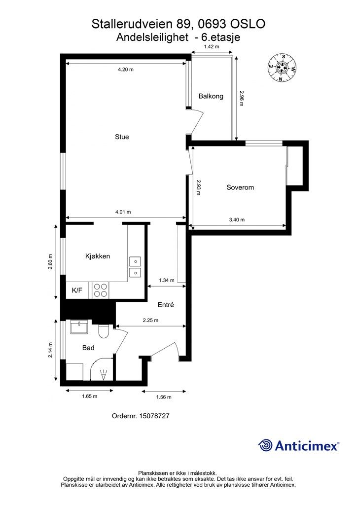 Plantegning - Andelsleilighet - 6. etasje.