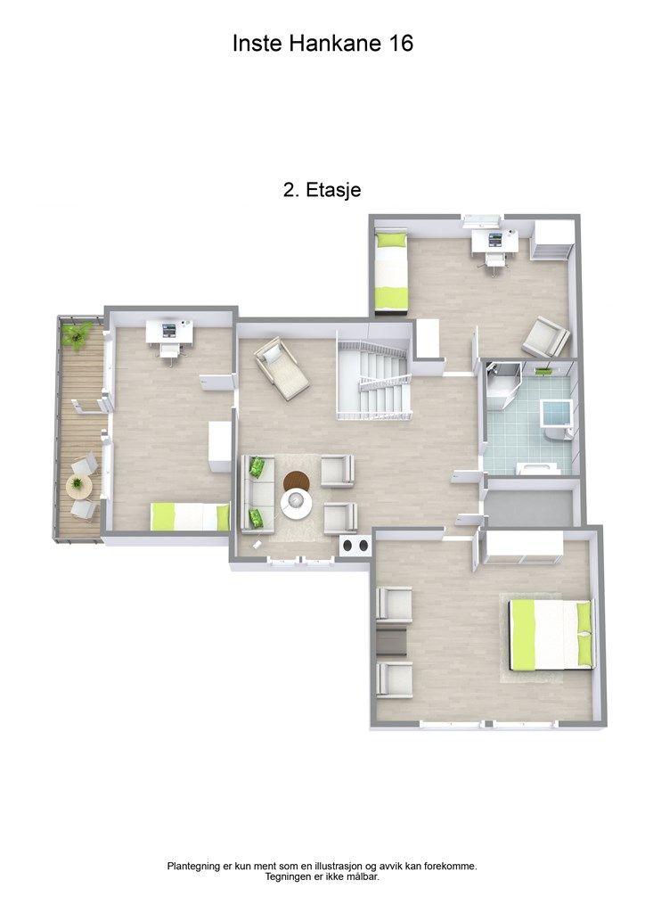 3 D plantegning 2 etasje