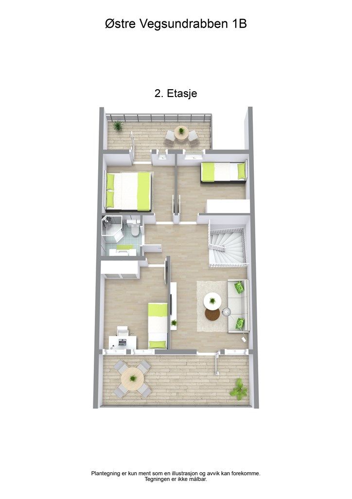 3 D planløsning 2. etasje