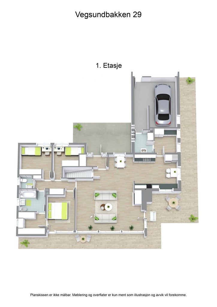 3 D plantegning 1. etasje