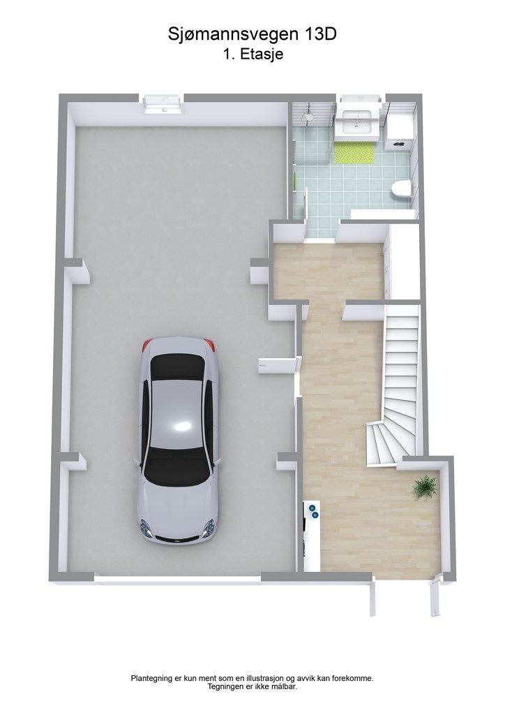 3D plantegnign 1 etasje tilhørende hoveddel