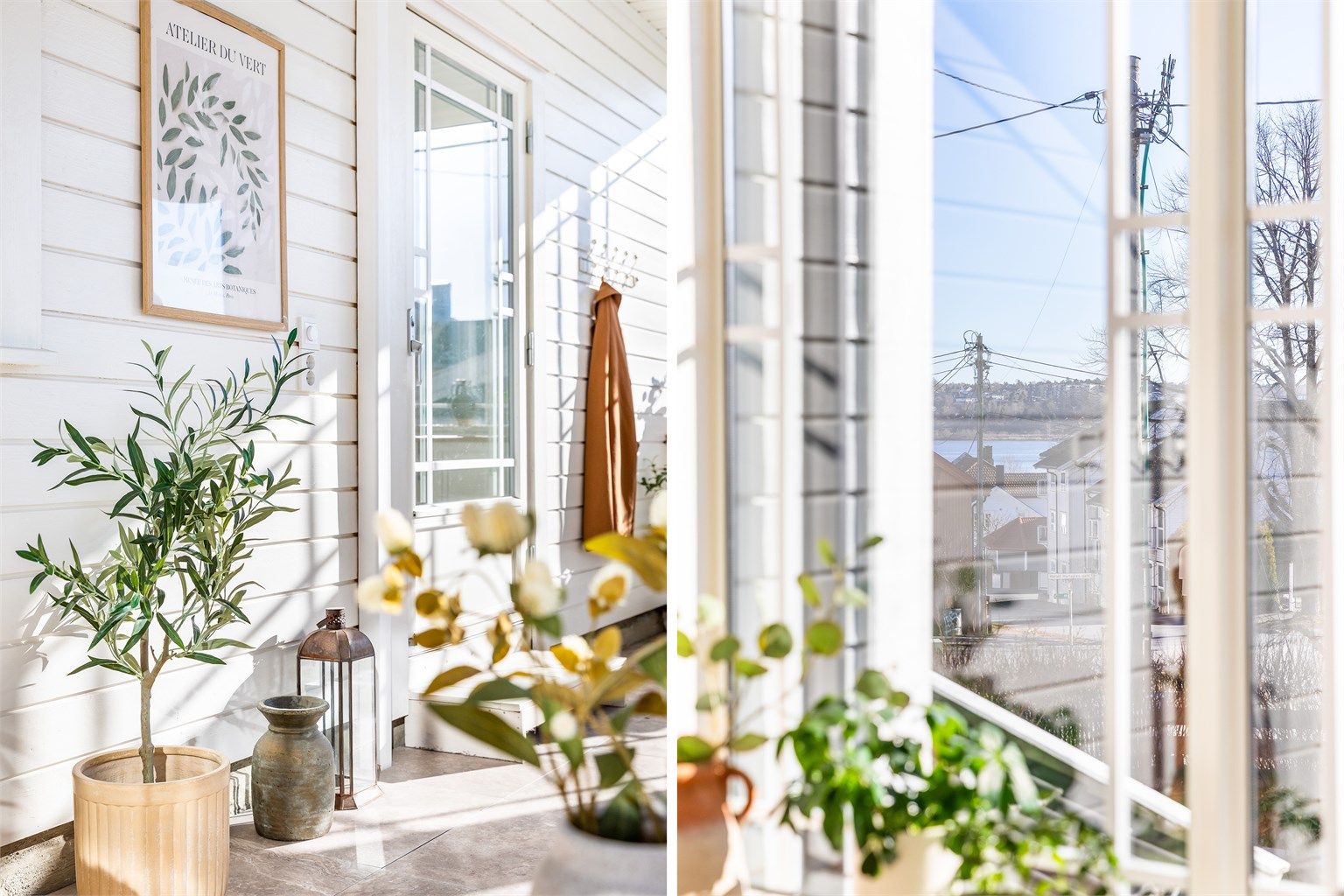 Sjøgløtt sees i flere rom, blant annet i vinterhagen. 
Fotograf; Børge Oppegård.