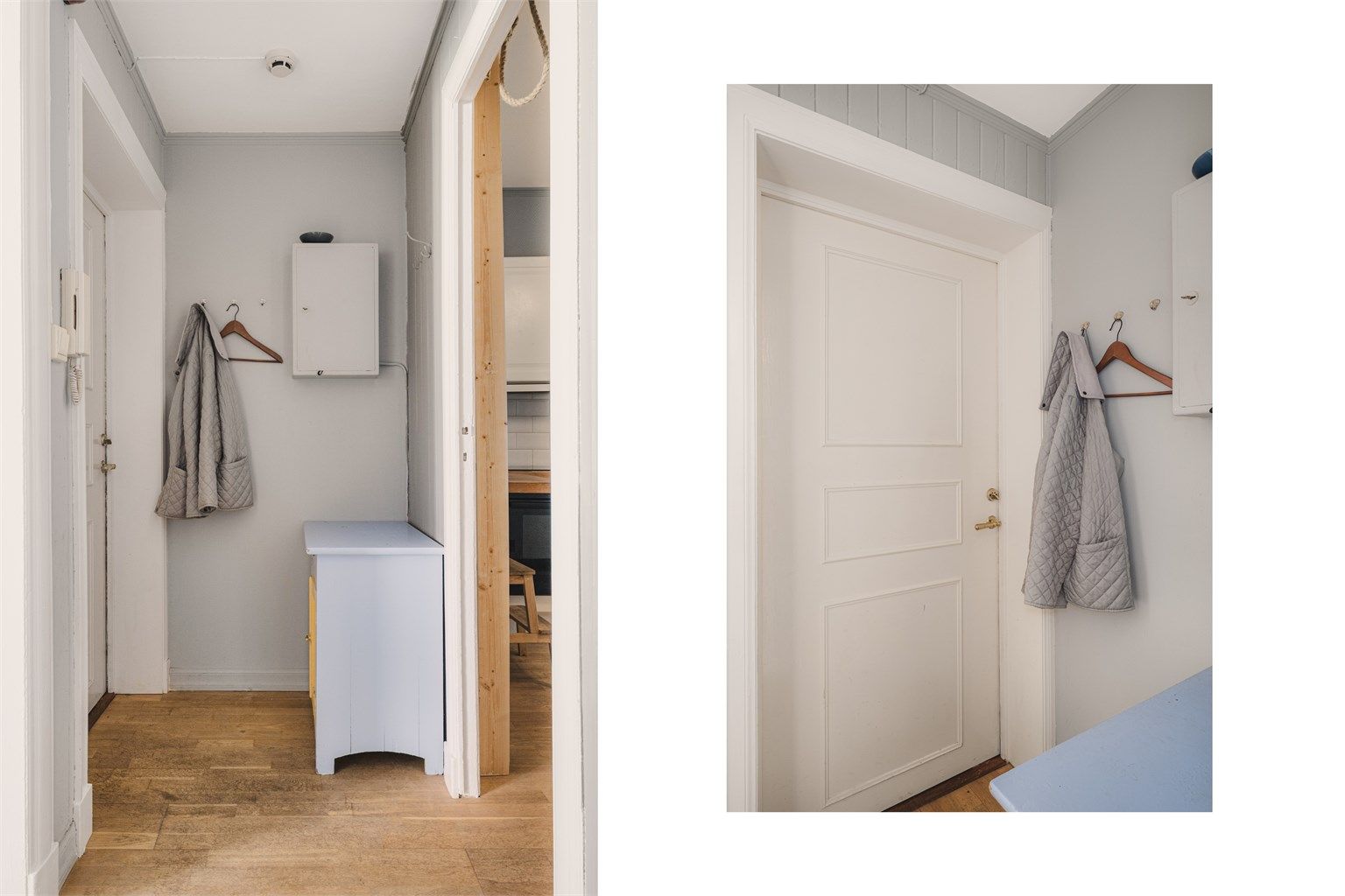 Leiligheten har sikringsskap i gang. Ekstern lagring er i en privat bod på 4 m² i kjelleren, som bidrar til god lagringsplass.
