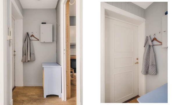 Leiligheten har sikringsskap i gang. Ekstern lagring er i en privat bod på 4 m² i kjelleren, som bidrar til god lagringsplass.