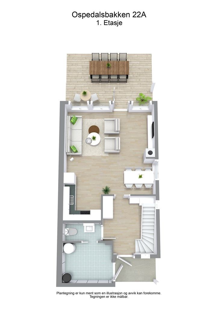 3 D plantegning 1. etasje