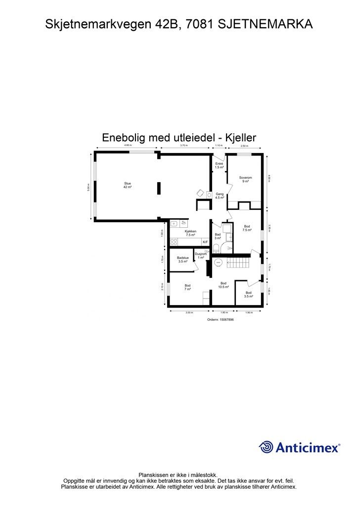 Planskisse kjeller-/sokkeletasje