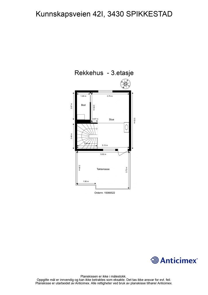 Plantegning 3.etg - Her kan det lett etableres soverom nr 4 om ønskelig 