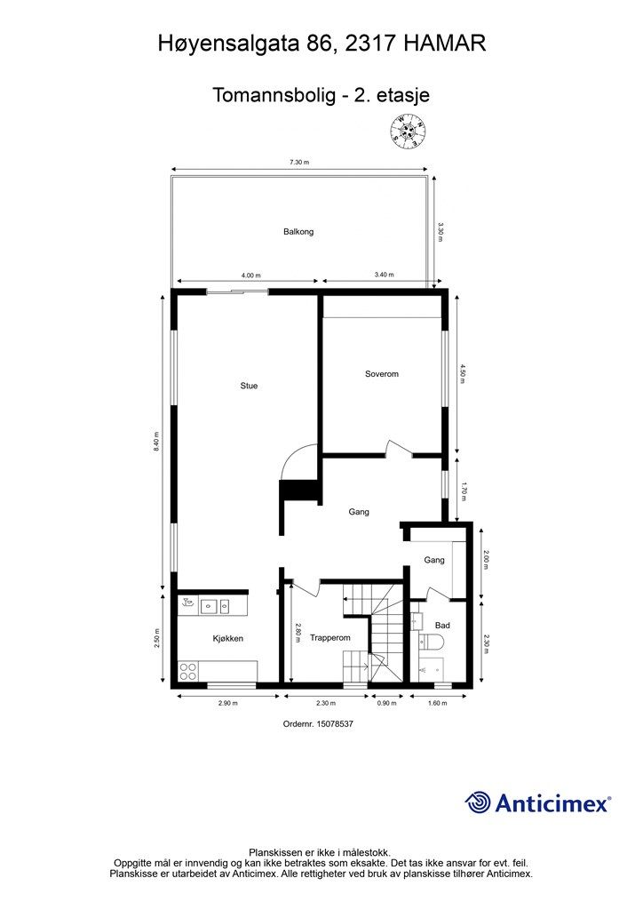Plantegning-Tomannsbolig - 2. etasje