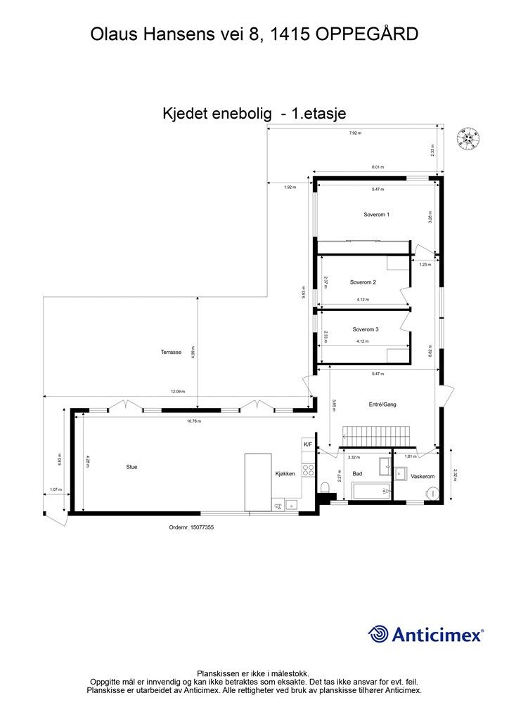 Plantegning for 1. etasje.