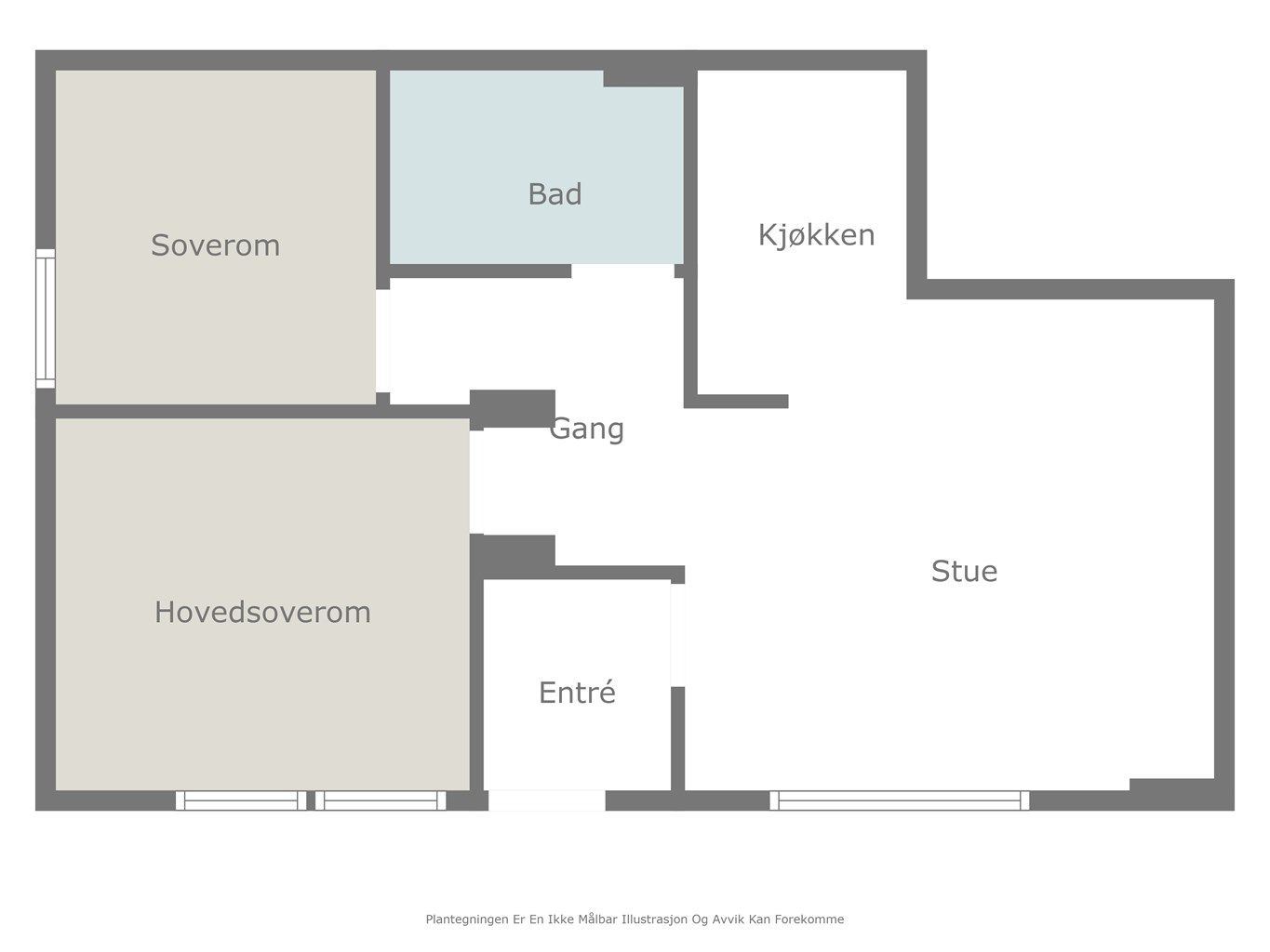 Underetasjen er innredet med 2 leiligheter. Ingen av disse er godkjent som separate leiligheter. Dette er planløsningen på leiligheten til venstre