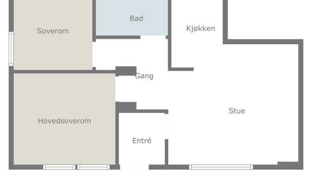 Underetasjen er innredet med 2 leiligheter. Ingen av disse er godkjent som separate leiligheter. Dette er planløsningen på leiligheten til venstre