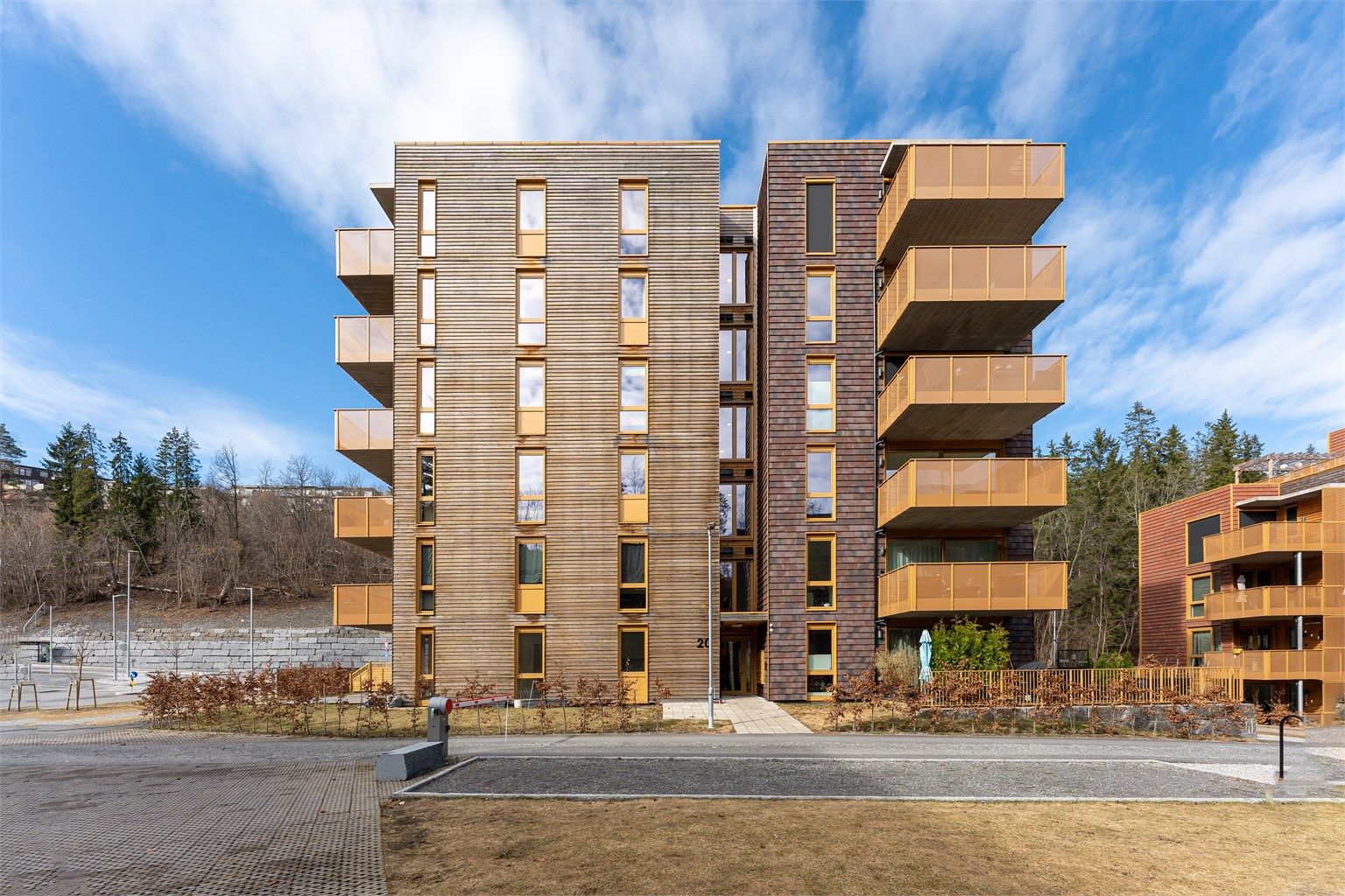 Borettslaget har en felles takterrasse og felles sykkelbod tilgjengelig for beboerne.