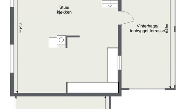 Veiledende skisse av første etasje.