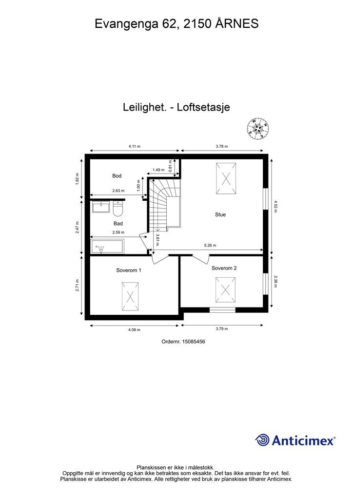 Plantegning loftsetasje.