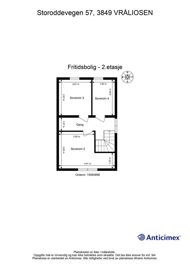 Plantegning 2.etasje (soverom4 er ikke godkjent til varig opphold)