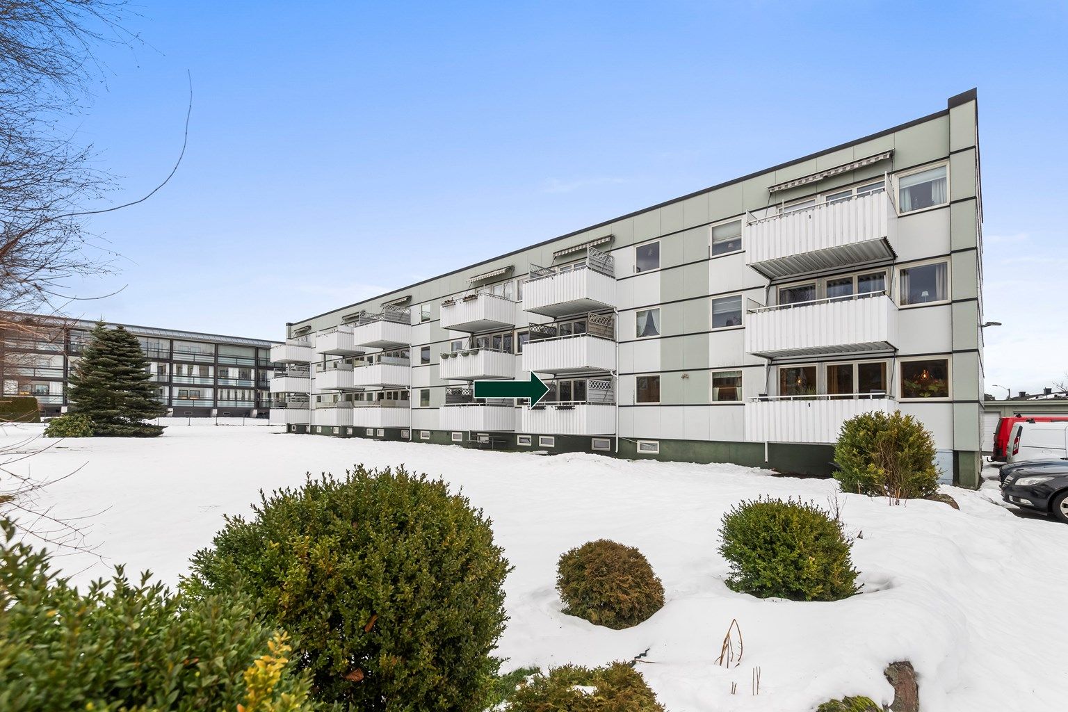 Leiligheten ligger i høy 1.etasje