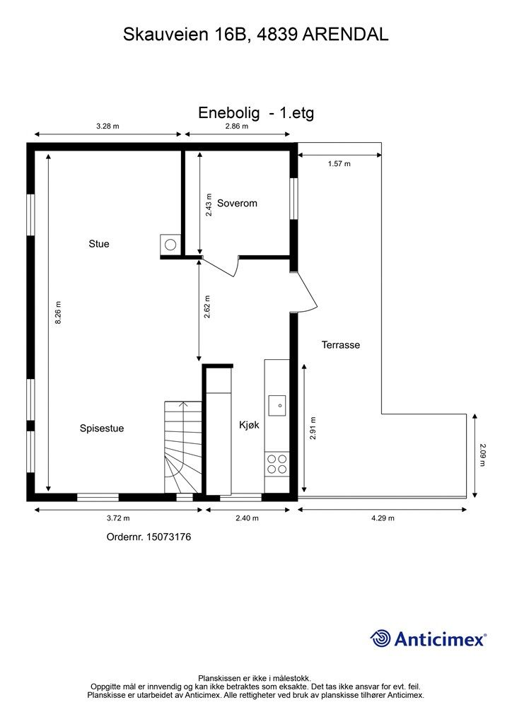 Plantegning hovedetasje.
