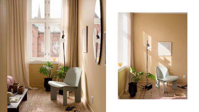 Soverommet stråler om kapp med vårsola med sin lekre veggfarge!