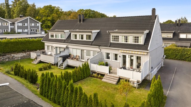 Utsikt over hagen og nærområdet.