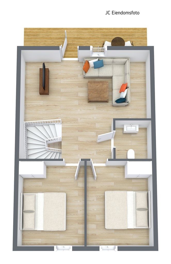 3 D planløsning 2. etasje/loft