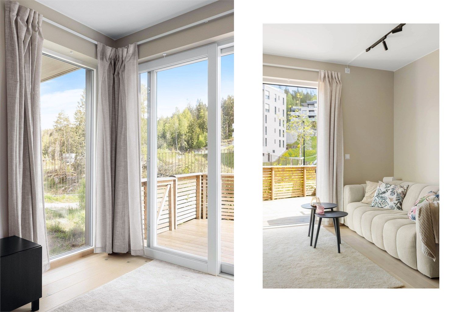 Store vindusflater sørger for rikelig med naturlig lys og bidrar til en lys og luftig atmosfære.