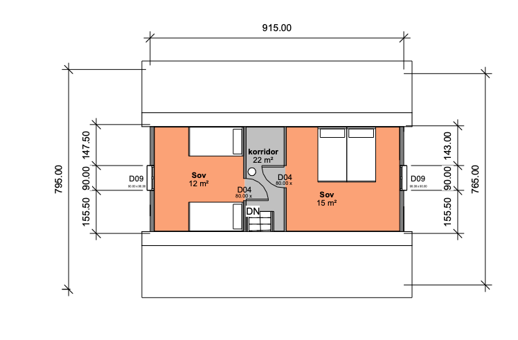 Plantegning loft - skissen er ment som en illustrasjon og avvik kan forekomme. 