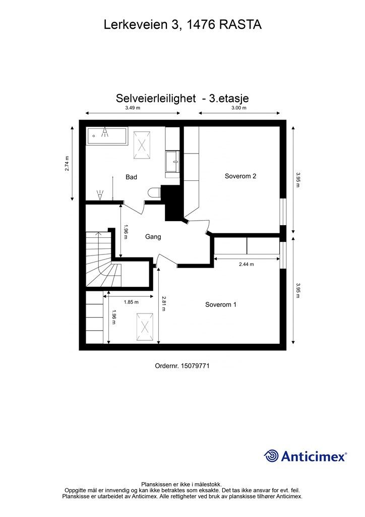 Plantegning 3 etasje.