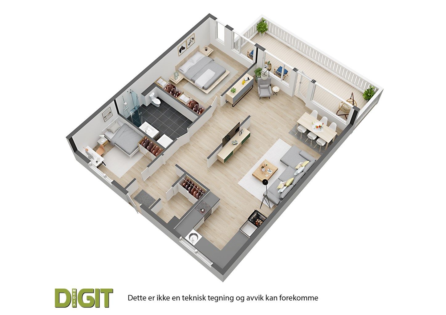 Kvernstuveien 2, seksjon 64 3D plantegning