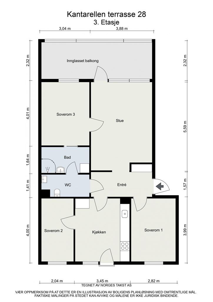 Plantegning av Kantarellen terrasse 28