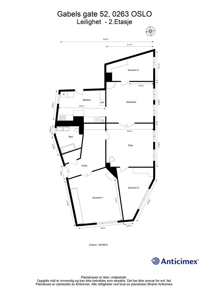 Målsatt plantegning