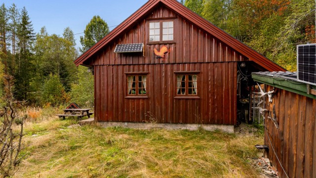 Gressplen foran inngangspartiet.