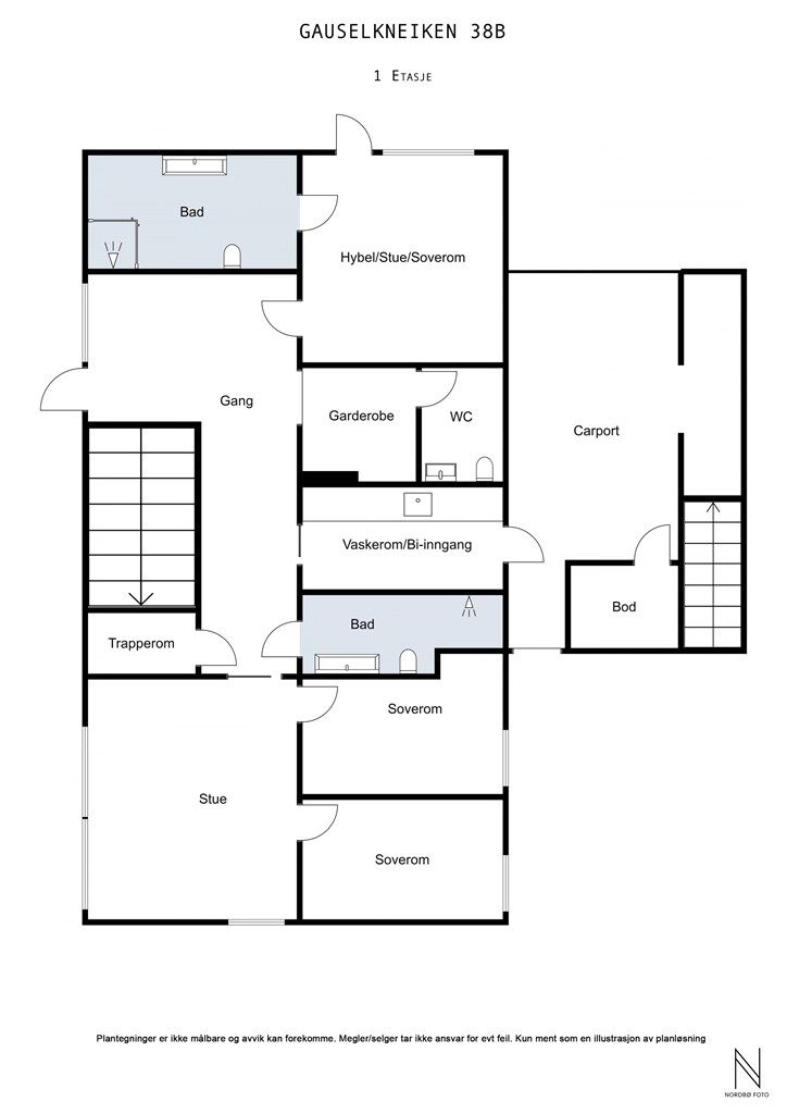 Gauselkneiken 38 - 1 etasje plantegning