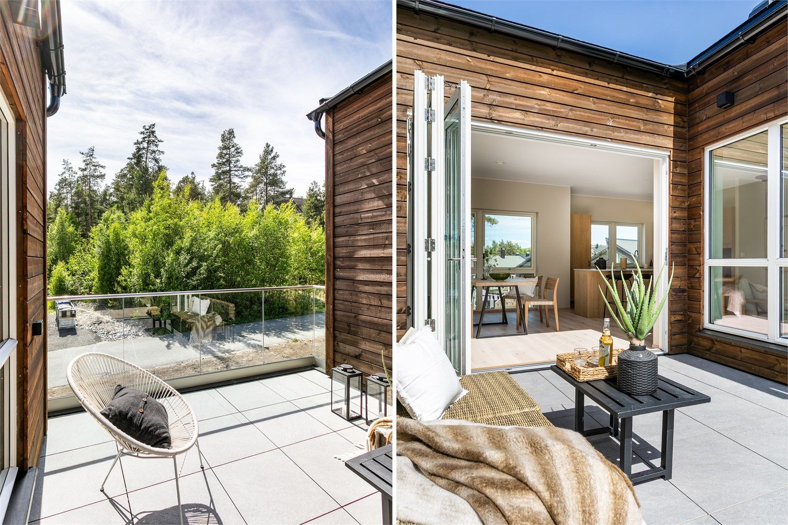 Blant boligenes mange kvaliteter er denne romslige altanen blant de fremste. Her er det gode solforhold store deler av dagen sommerstid.