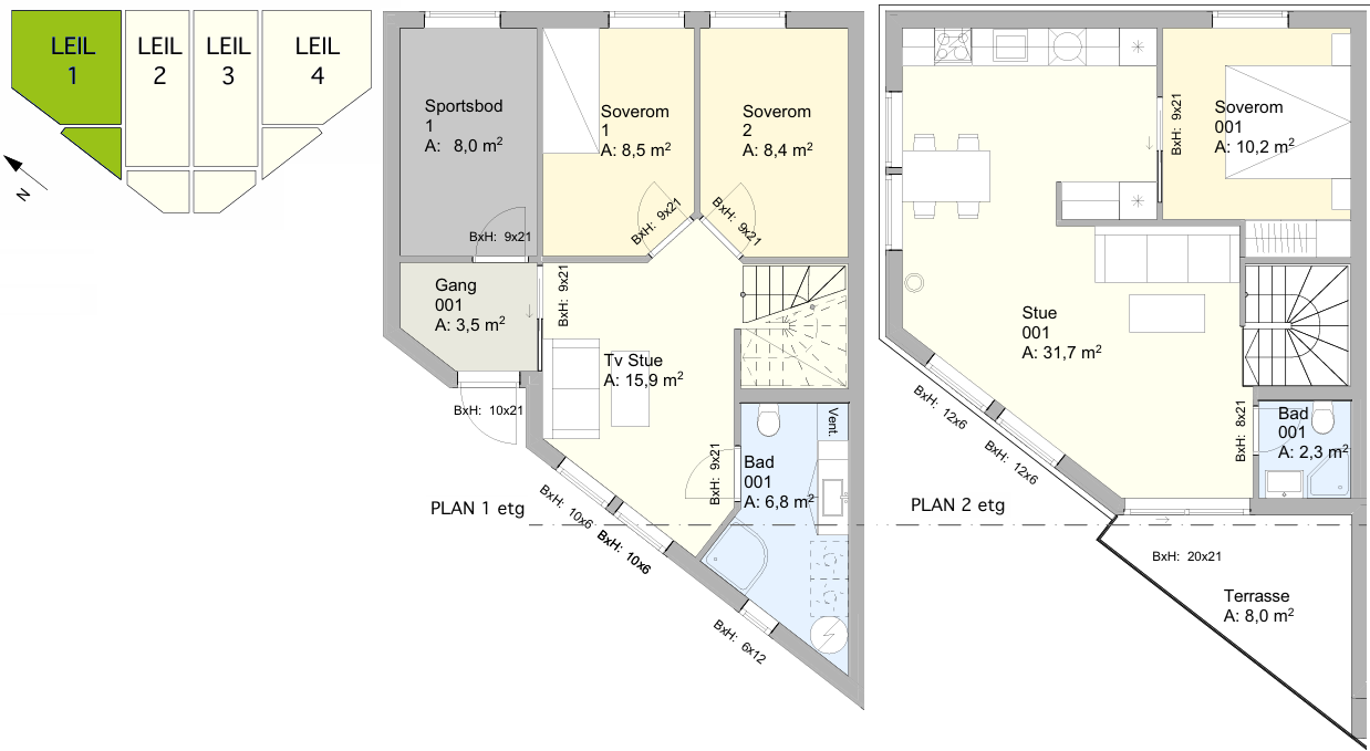 Plantegning - Leilighet 1