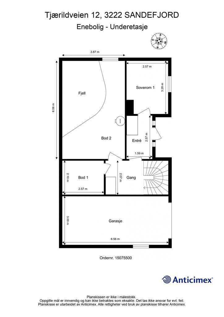 Plantegning underetasje - Soverom ikke godkjent til dagens bruk 
