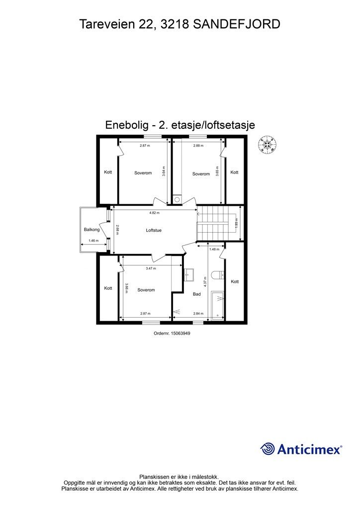Plantegning Enebolig 2. etasjeloftsetasje