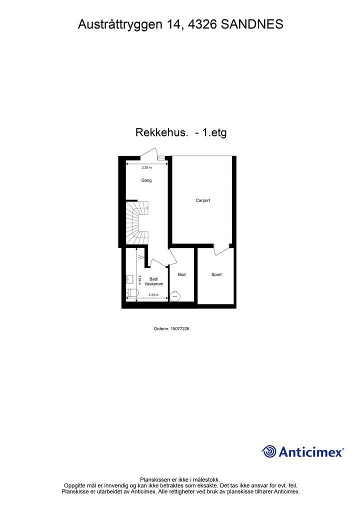 Plantegning -Rekkehus. - 1.etg.