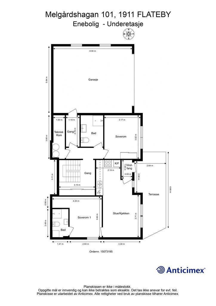 Plantegning Underetasje og utleiedel.