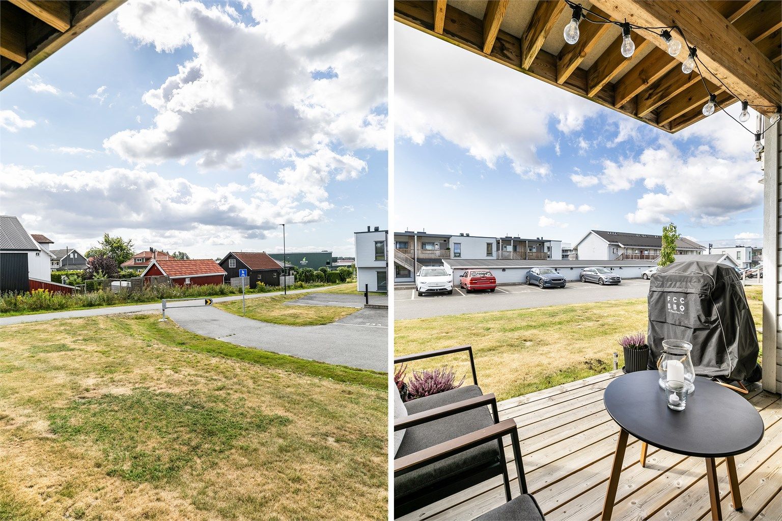 Sommerstid titter solen ned til terrassen fra utpå ettermiddagene.