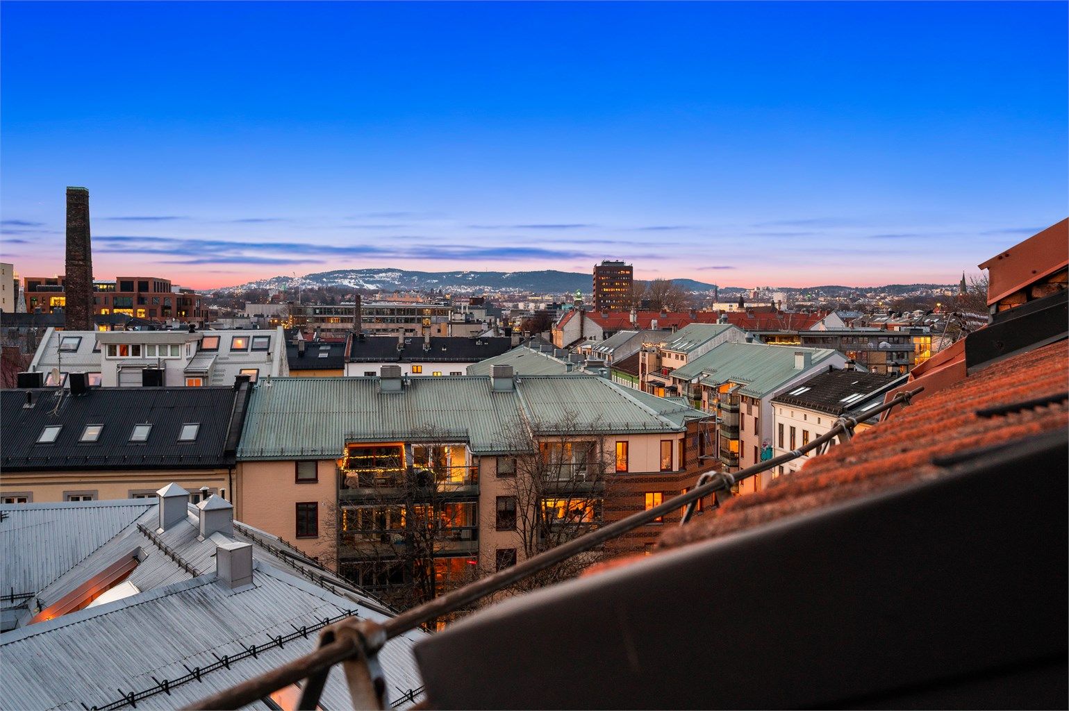 Herfra har du en fantastisk byutsikt. 