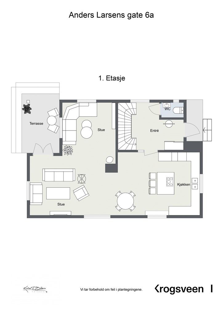 Anders Larsens gate 6A - Plantegning 1. etasje
