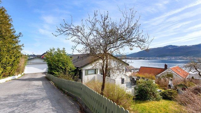 Adkomstvei til boligen med asfaltert innkjørsel