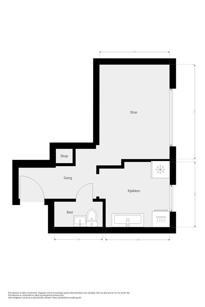 God planløsning i høy 1. etasje. 
