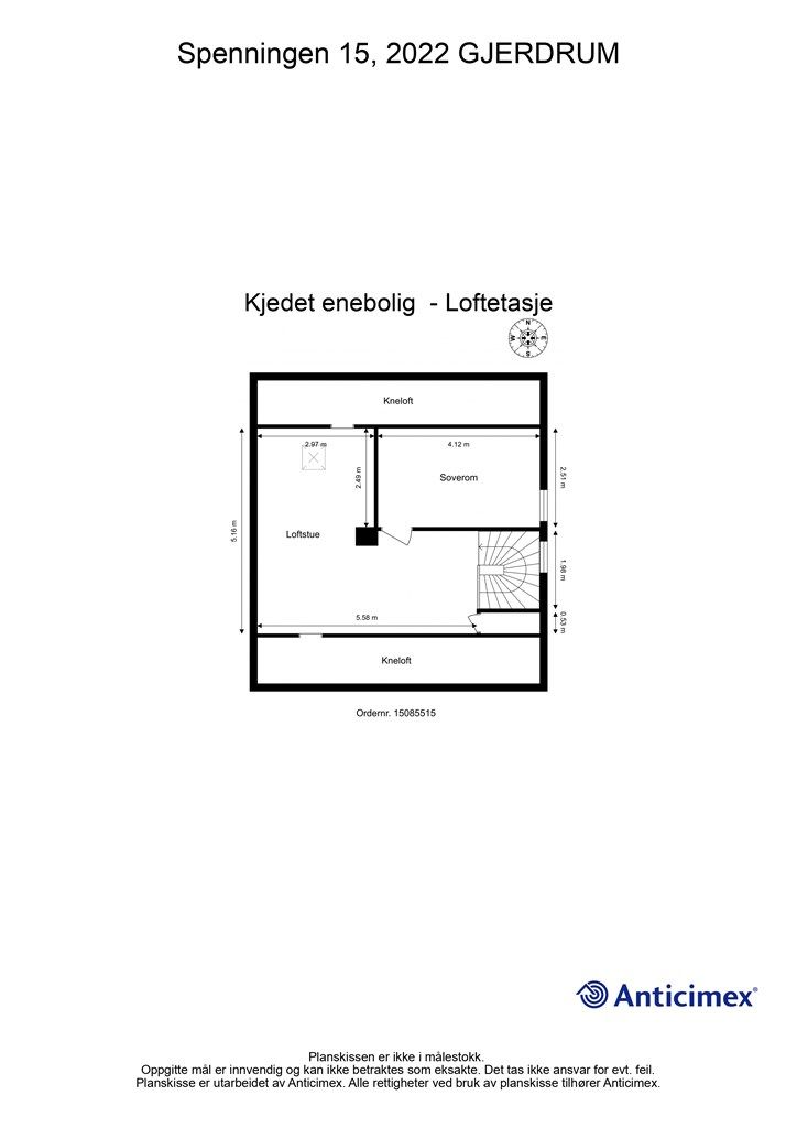 Loftsetasjen er innredet med stue og et ekstra soverom.