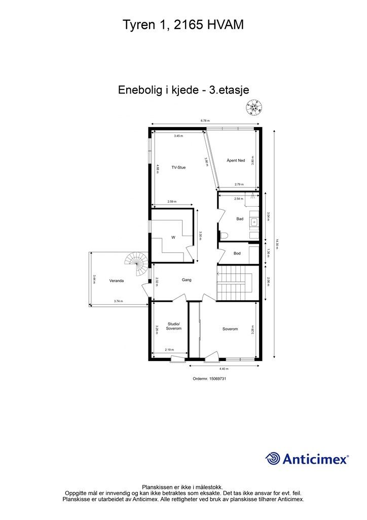 Plantegning 3. etasje. 