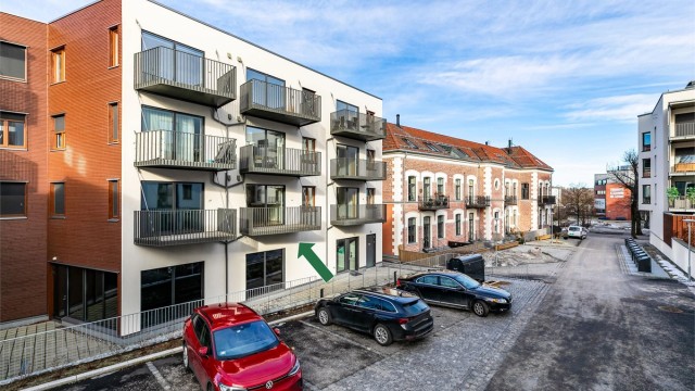 Leiligheten ble ferdigstilt i 2019 og er en del av det nye Skarmyrakvartalet - midt i sentrum. Fotograf; Børge Oppegård.